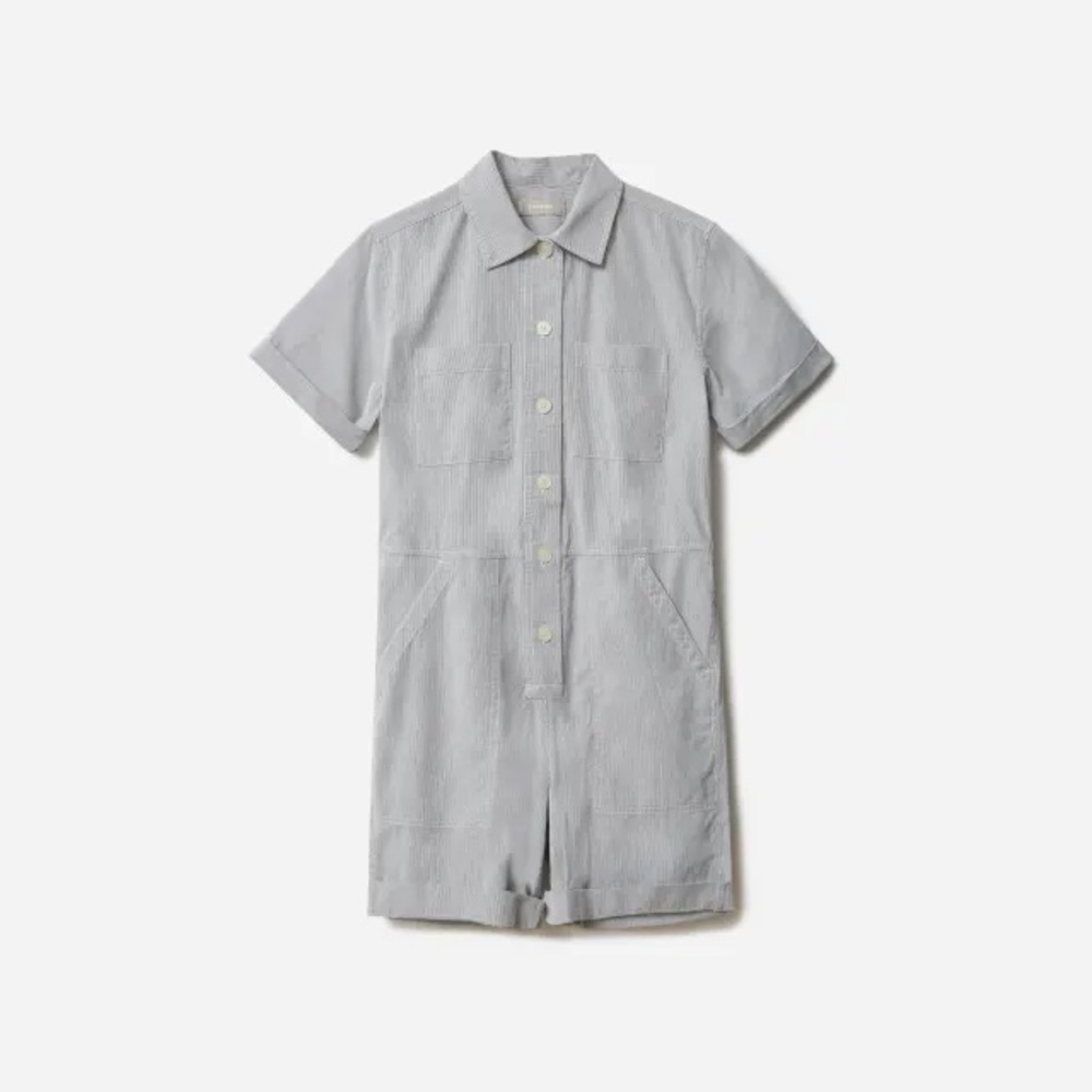 Everlane size 2 blue and white striped shorts coverall